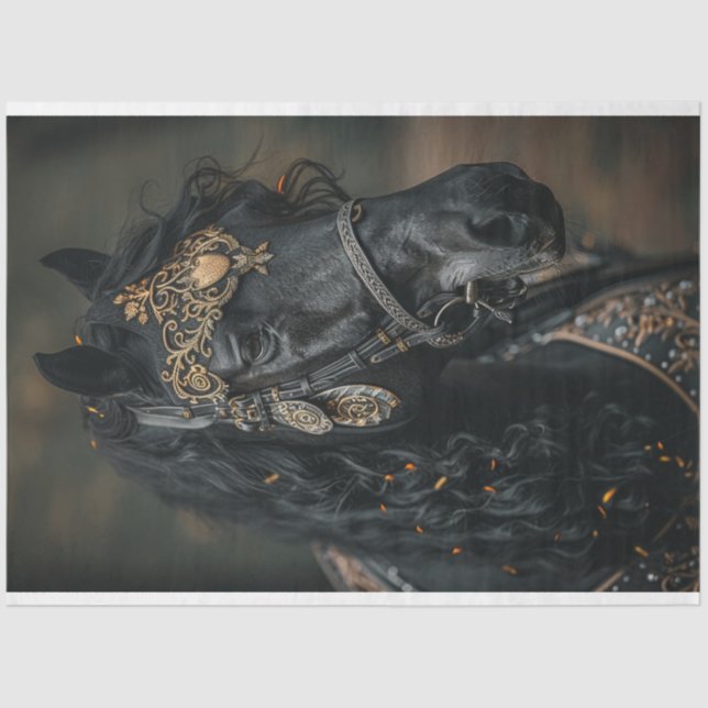 Papel De Seda Desanexar Adornamentos de Ouro de Nobilidade Preta (Frente )