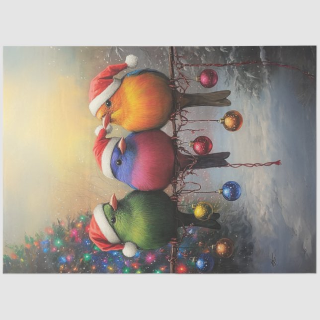 Papel De Seda Desanexar Aves De Natal Num Fio (Frente )