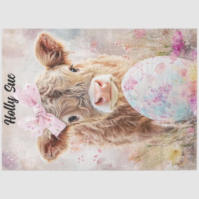 Papel De Seda Desanexar Páscoa Highland Calf Holly Sue Personali (Frente )