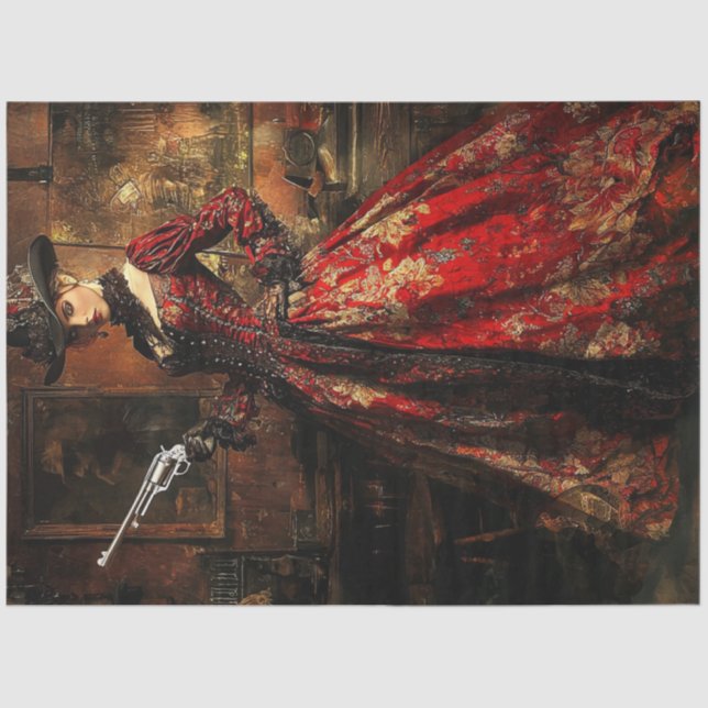 Papel De Seda Desaparece Vestida Vitoriana Gunslinger (Frente )