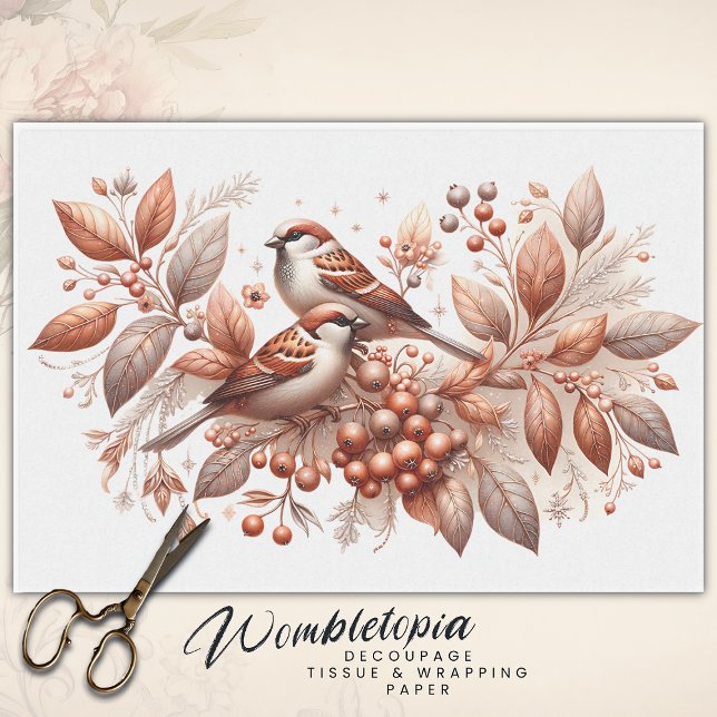 Papel De Seda Descamação Botânica de Cobre Par de Frente de Vint (Criador carregado)