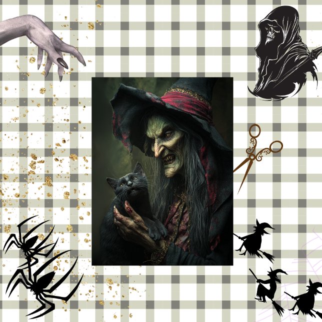 Papel De Seda Descamação da bruxa-assombrada e sua gata (Criador carregado)