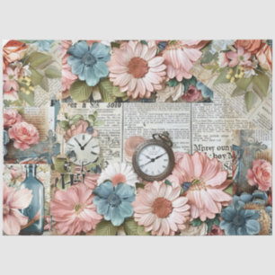 Papel De Seda Descamação da Colagem Floral de Ephemera, Rosa Vin