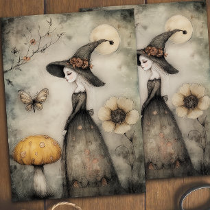 Papel De Seda Descamação de Bruxas Vintage Whimsical e Cogumelo