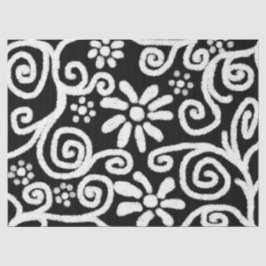 Papel De Seda Descamação de Flores Pretas Brancas Flores