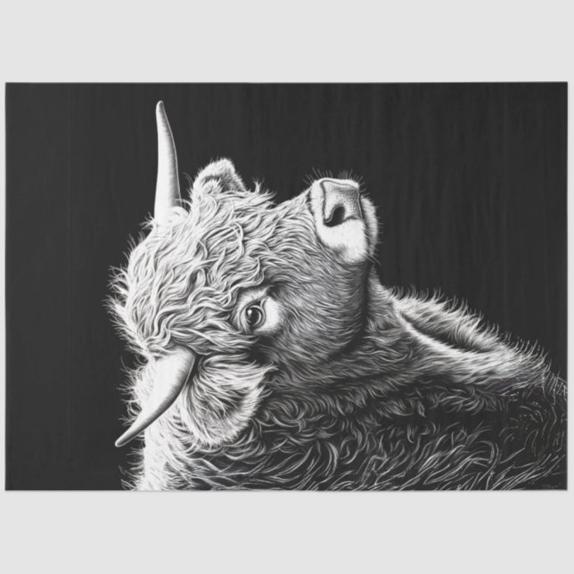 Papel De Seda Descamação de Tinta de Vaca Preta-Branca (Frente )