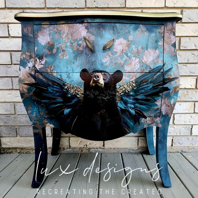 Papel De Seda Descamação do Urso Floral Preto Imobilizado (Criador carregado)