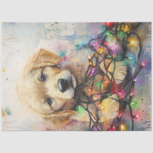 Papel De Seda Descamação do varejista Puppy Molhada Luz de Natal
