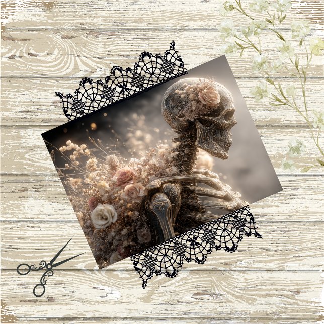 Papel De Seda Descamação Esqueleto Prata Rosa Floral (Criador carregado)