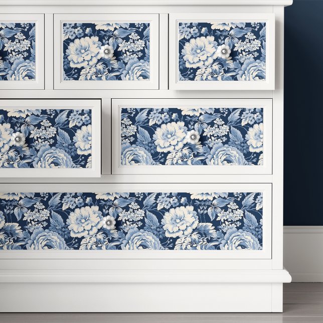 Papel De Seda Descamação Floral Azul De Jouy, Toile Francês Eleg (Criador carregado)