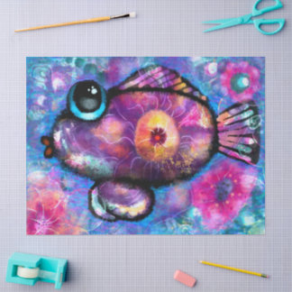 Papel De Seda Descamação Floral de Peixes De Olhos Grandes