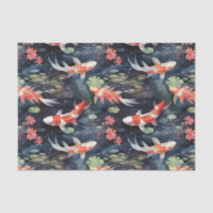 Papel De Seda Descamação Floral de Pond Escuro de Peixes Koi