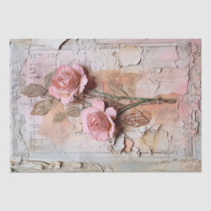 Papel De Seda Descamação Floral do Grunge Rosa Vintage