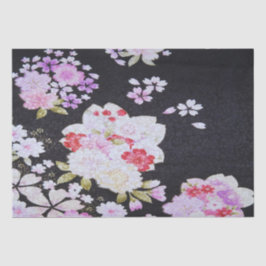 Papel De Seda Descamação Floral Kimono Púrpura Negra