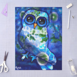 Papel De Seda Descamação Floral Verde Azul Abstrato Whimsical