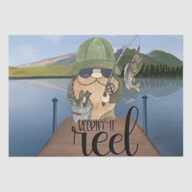 Papel De Seda Descamação Gnomo de Pesca "Mantendo-a-Enguia" (Frente )