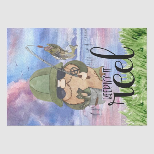 Papel De Seda Descamação Gnomo de Pesca "Mantendo-a-Enguia" (Frente )