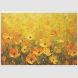 Papel De Seda Descamação Impressionista de Flor Amarelo