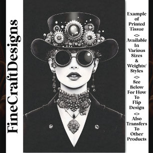 Papel De Seda Descamação Monocromática AC5 de Mulher Steampunk e