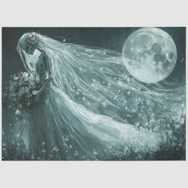 Papel De Seda Descamação Monocromática Casamento de Esqueleto de (Frente )