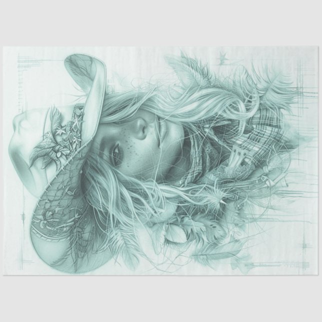 Papel De Seda Descamação Portrapartida Design Monocromática Cowg (Frente )