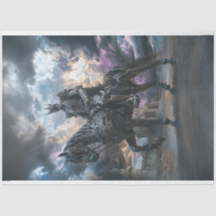 Papel De Seda Descamação Skeleton Cavalo Prateado Cavalo