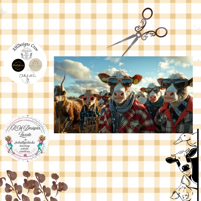 Papel De Seda Descamação Vacas Humorosas Vestes Vestidos Fazenda (Criador carregado)