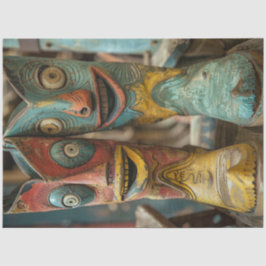 Papel De Seda Descamação Vintage Cowboy Boots com Rostos