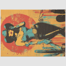Papel De Seda Descamupage Retro Pop Art Cowgirl Pin Up Poster