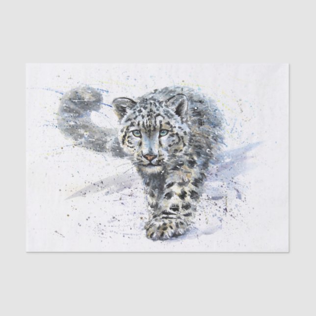 Papel De Seda Descaptação de Aquarelas da Neve Leopardo (Frente )