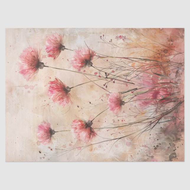 Papel De Seda Descaptação de Cores Aquáticas de Flores Selvagens (Frente )