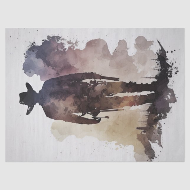 Papel De Seda Descaptação de Cowboy Western Watercolor (Frente )