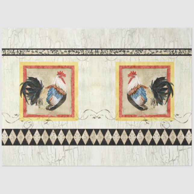 Papel De Seda Descaptação de madeira do Harlequin, Russo Rooster (Frente )