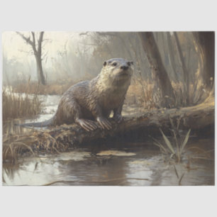 Papel De Seda Descaptação de pintura de fauna selvagem de lontra