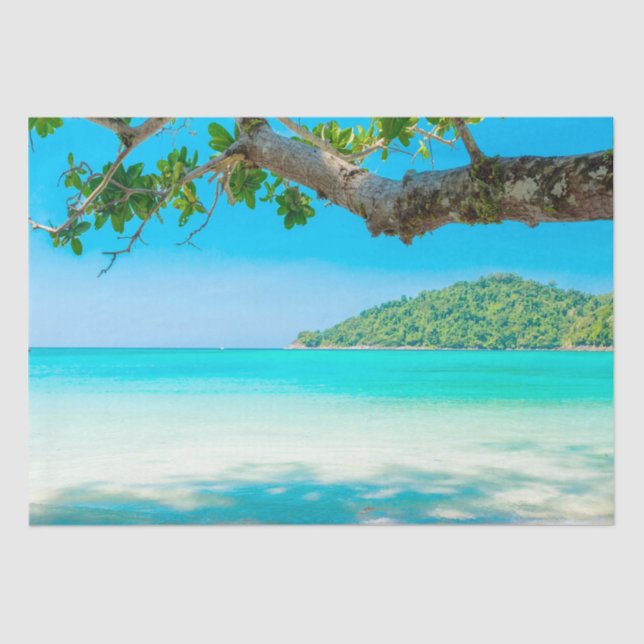 Papel De Seda Descaptação de praia tropical (Frente )