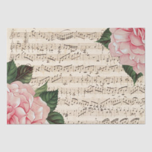Papel De Seda Descaptação de Vintagem de Música Flor Rosa Ros
