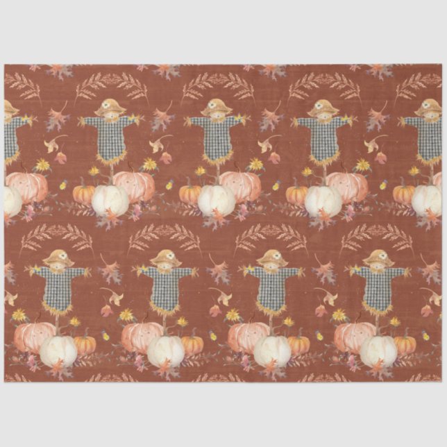 Papel De Seda Descarte de Pumpkins Colheita Floral de Folha de o (Frente )