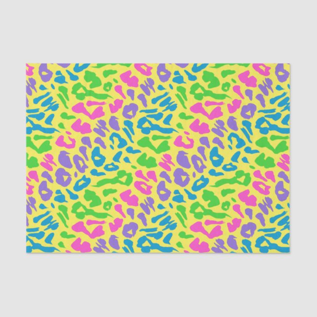 Papel De Seda Descoberta Amarelo do Neon Leopardo (Frente )