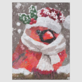 Papel De Seda Descoberta de Natal do Cardeal Bird Scarf Hat Snow
