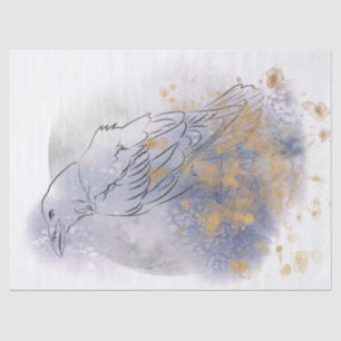 Papel De Seda Descolagem de Aquarelas de Raven Bird