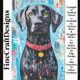 Papel De Seda Descolagem de Cachorro Negro, Colar Vermelho, Pint