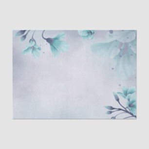 Papel De Seda Descolagem Floral Floral Flor Azul Leve-Cura