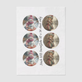 Papel De Seda Descoupagem 3" Molde Globo de Neve Boneco de Neve
