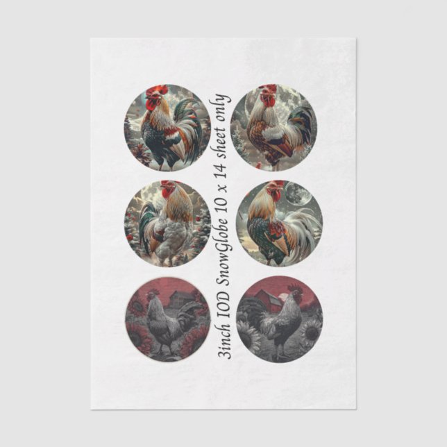 Papel De Seda Descoupagem 3" Moldes de Globo de Neve Galos Celei (Frente )