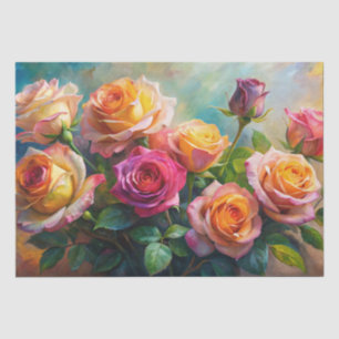 Papel De Seda Descoupagem de Rosas de Primavera Coloridas Vibran