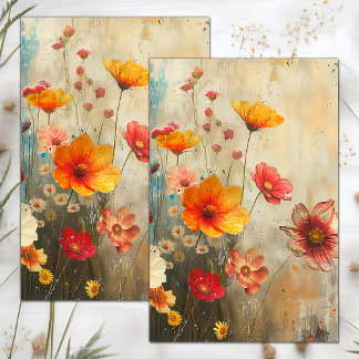 PAPEL DE SEDA DESCOUPAGEM FLORAL COM EFEITO DESUADO GRUNGE