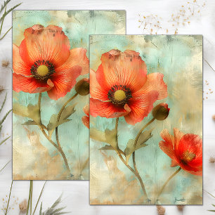 PAPEL DE SEDA DESCOUPAGEM FLORAL COM EFEITO DESUADO GRUNGE