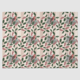 Papel De Seda Desduplicação de Natal entre Berries e Aves