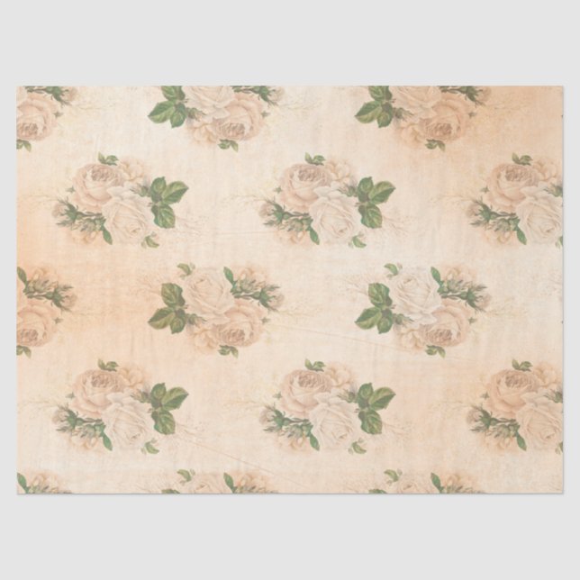 Papel De Seda Desenho 2 da Série de Flores de Pêssego Desbotadas (Frente )