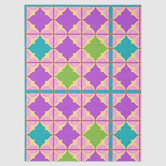 Papel De Seda Desenho Abstrato Geométrico Colorido (Frente )
